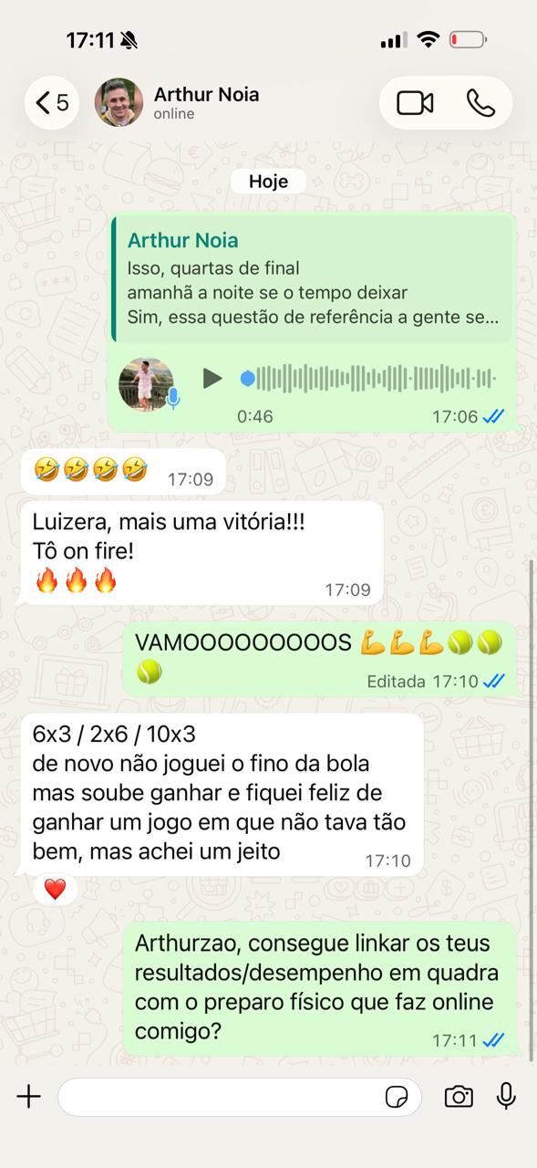 Mensagem de vitória em partida 6x3/2x6/10x3 — mais uma vitória